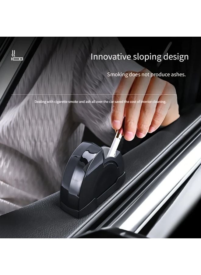 منفضة سجائر للسيارة ثقيلة مقاومة للرياح سوداء عالمية مقاومة للانسكاب معدنية مثبتة على الباب - Image 4